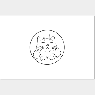 Cute smiling kitten with little heart Posters and Art